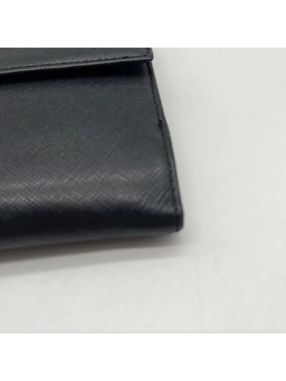 Prada Saffiano Black Leather Flap Wallet